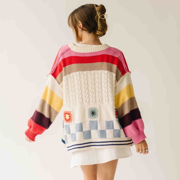 NANDRA BALLOON SLEEVE CARDIGAN IVORY MULTI - Picture 6 of 8